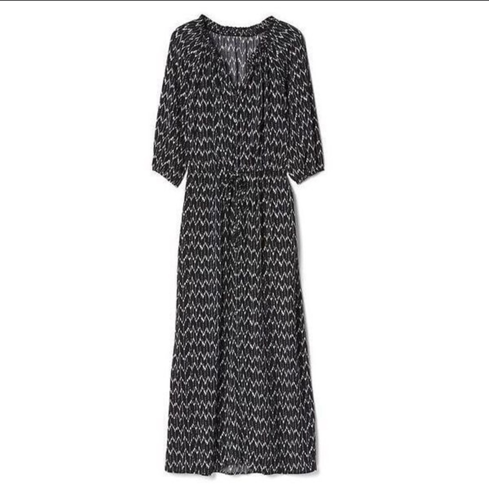GAP Black & White Print Maxi Shirt Dress Size XS